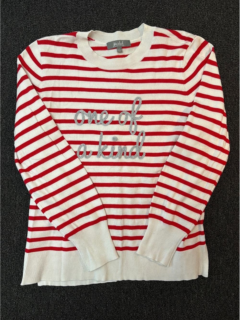 Marled Striped Rayon Nylon Sweater One of a Kind Size Large